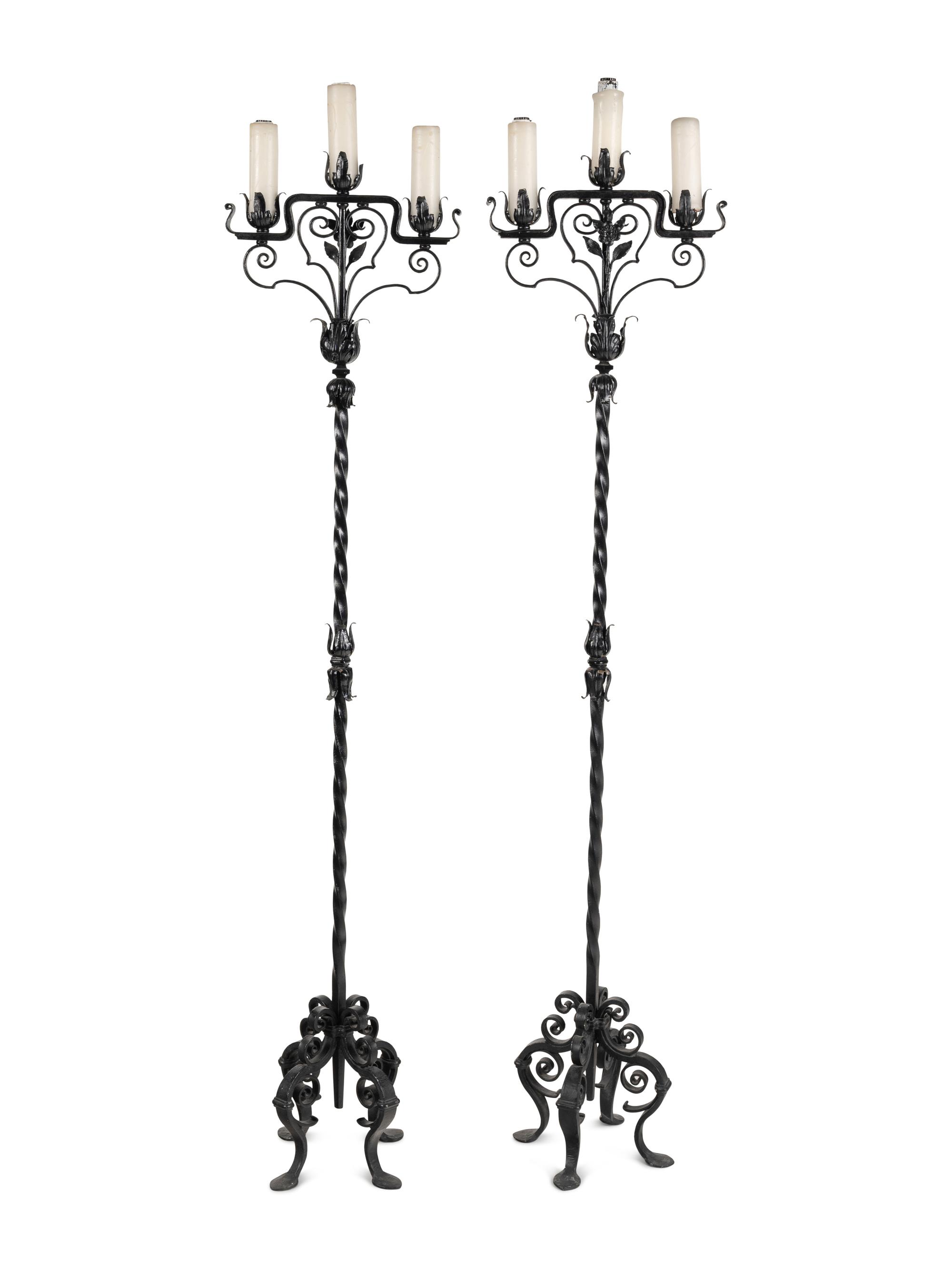 A Pair of Wrought Iron Torchères
