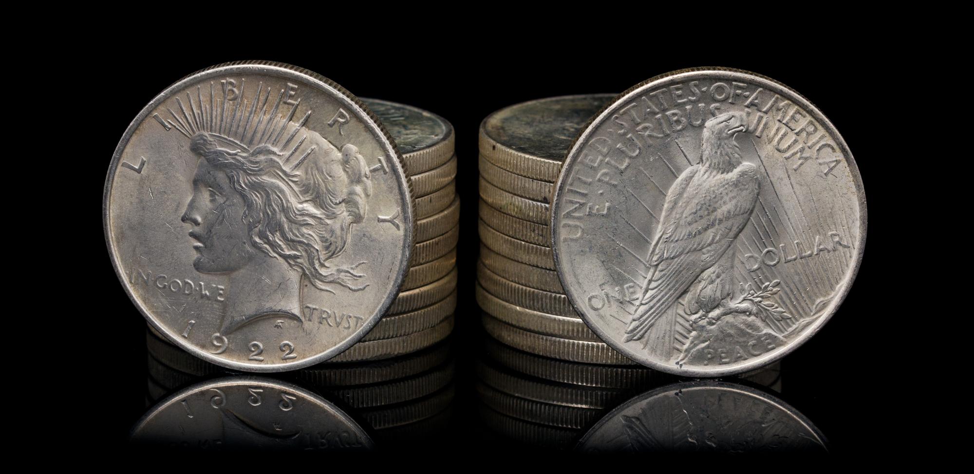 A Group of Twenty United States 1922 Peace Silver Dollar Coins
