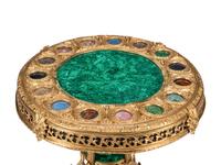 A Louis XVI Style Gilt Bronze, Malachite and Specimen Marble Guéridon