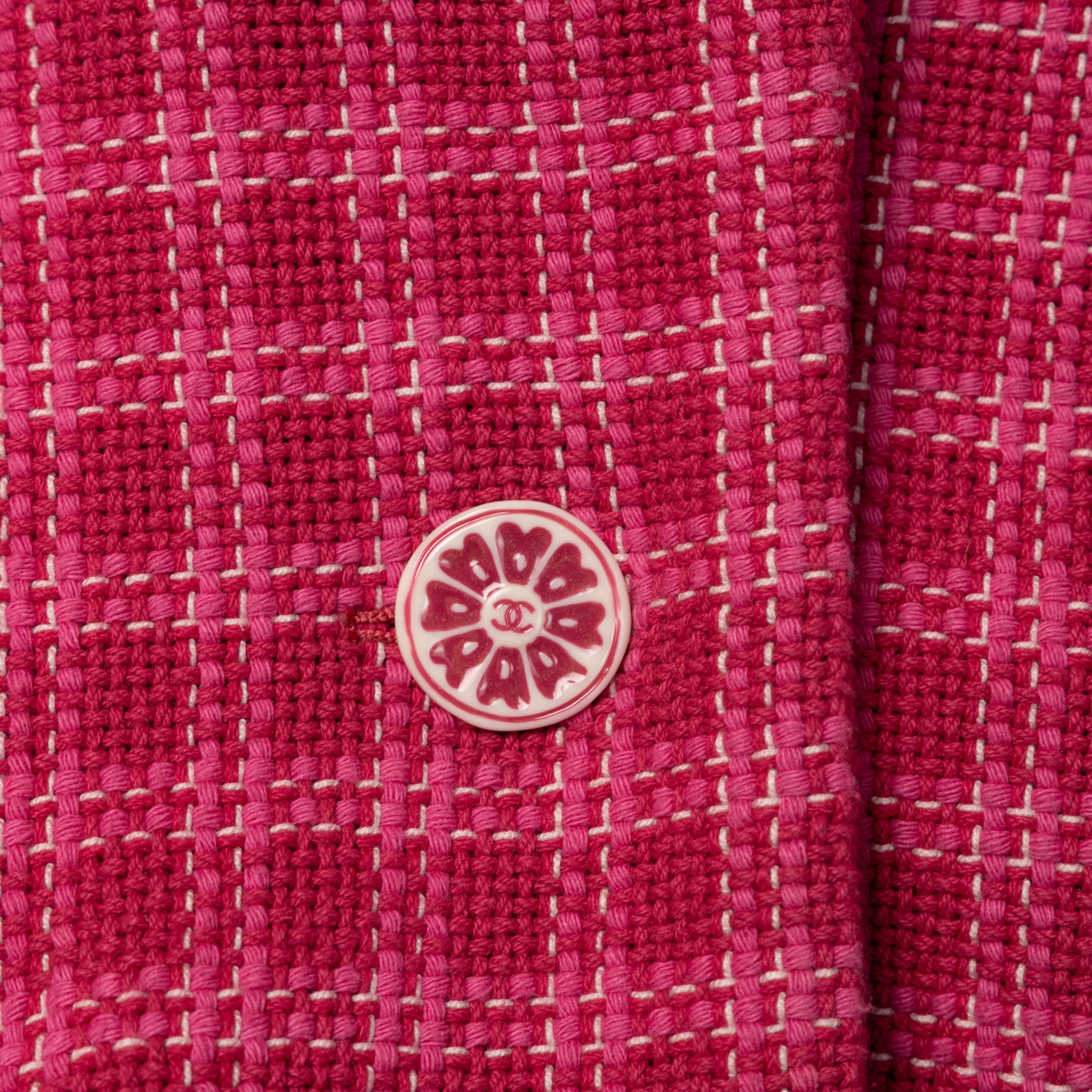 Chanel, Raspberry Plaid Tweed Blazer