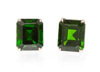 A Pair of White Gold and Chrome Diopside Earrings, 1.40 dwts.
