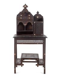 A Syrian Mother-of-Pearl Inlaid Carved Walnut Desk