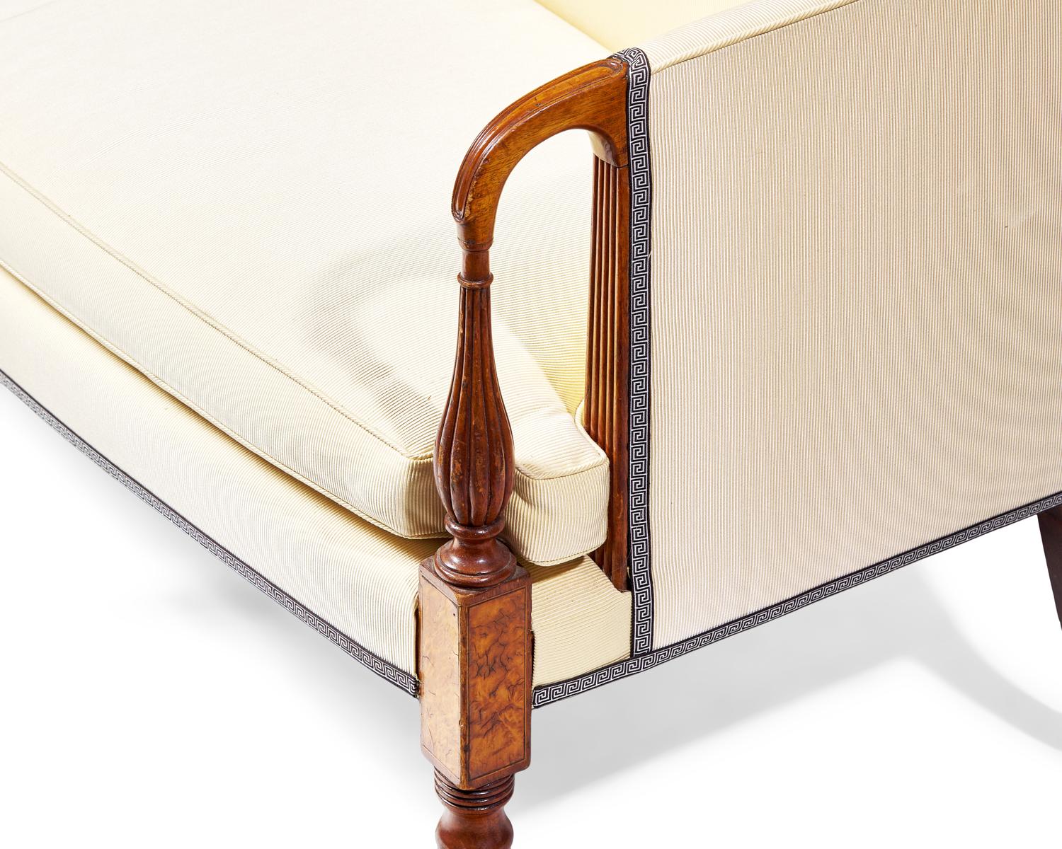A Federal Inlaid Mahogany And Burl Maple Sofa