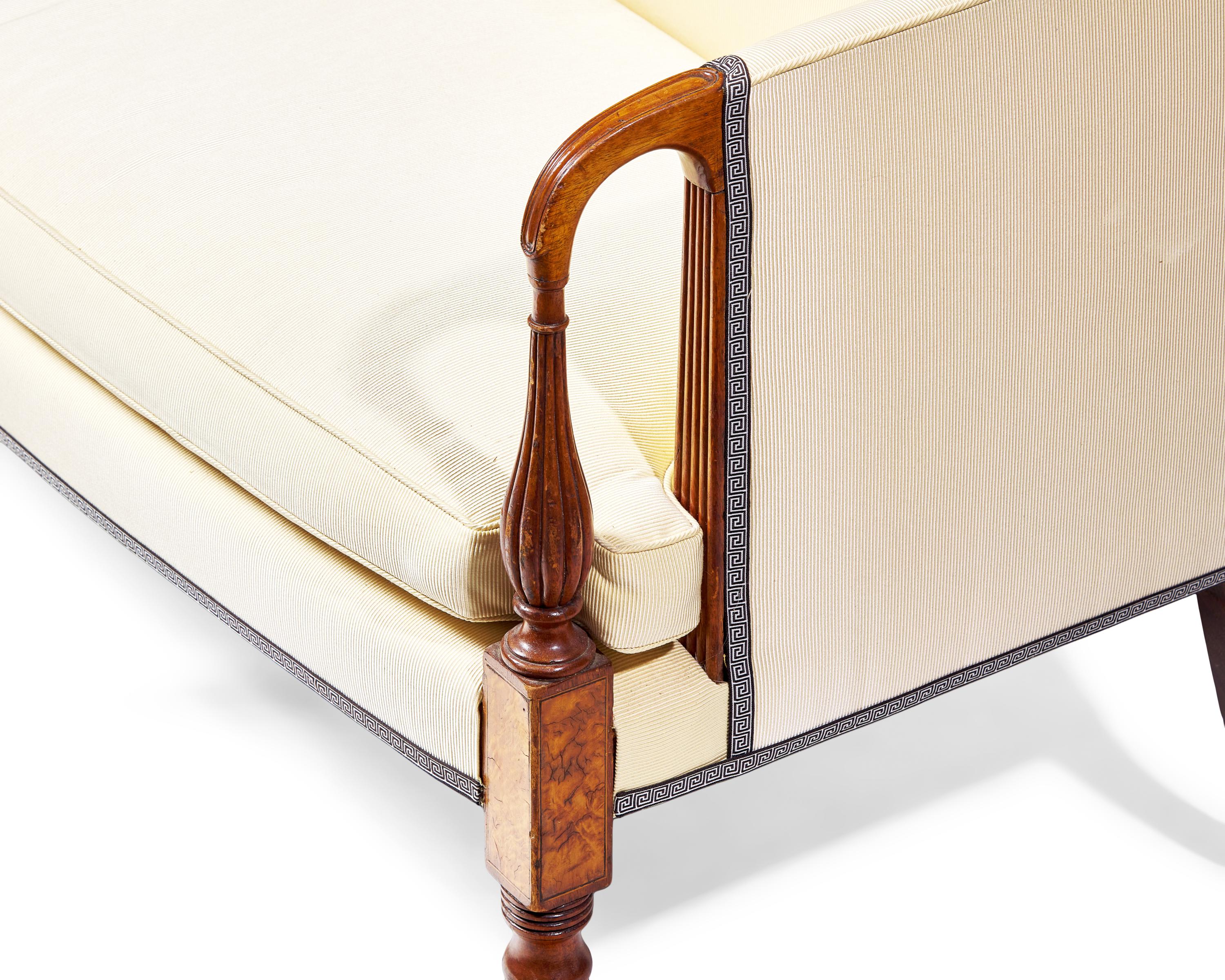 A Federal Inlaid Mahogany And Burl Maple Sofa