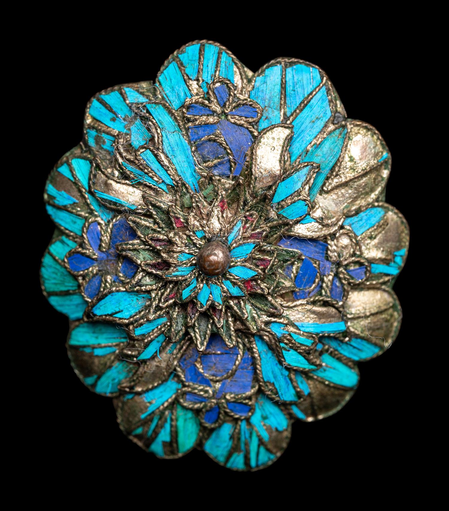 Two Chinese Kingfisher Feather Jewelry