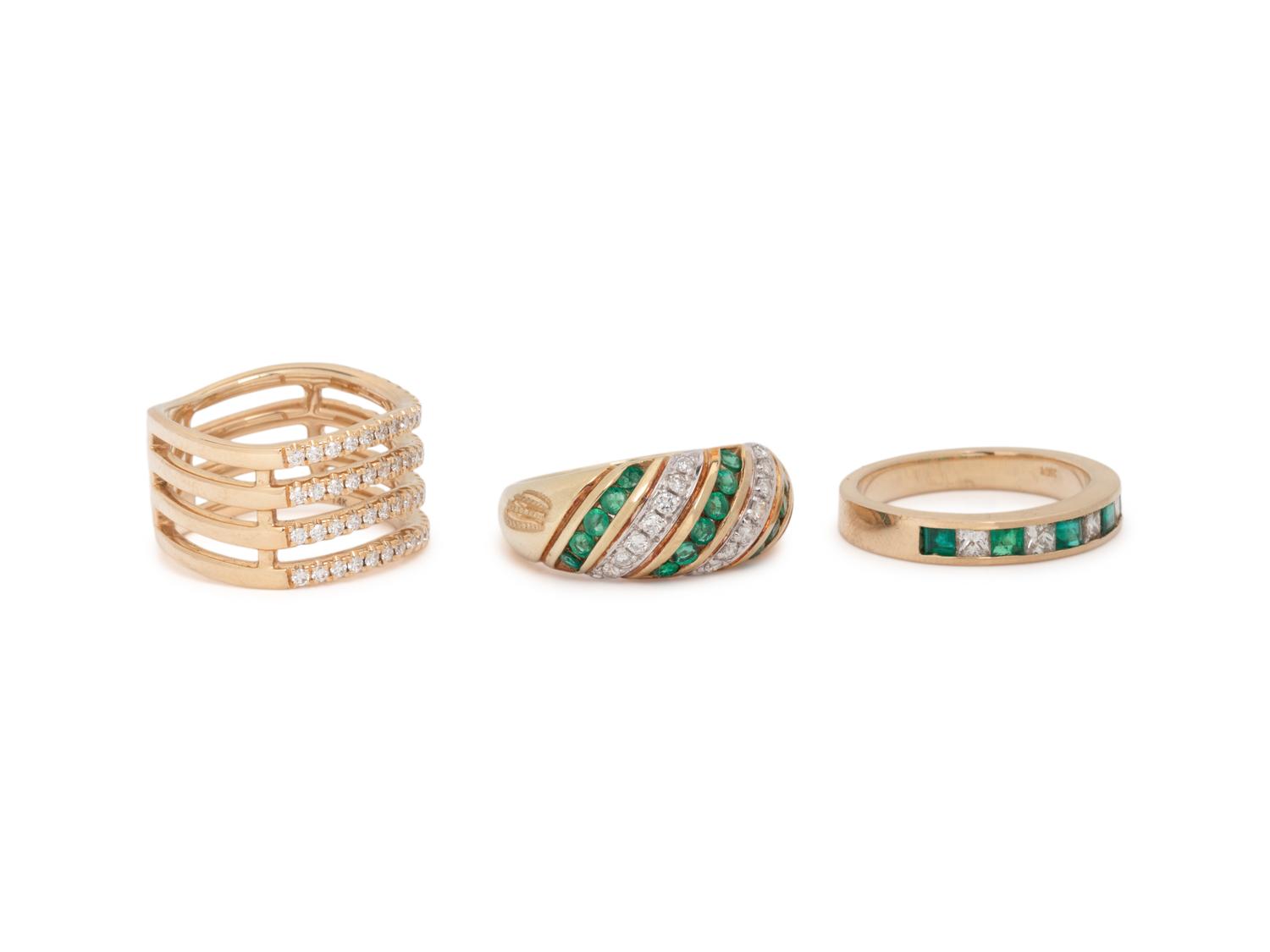 COLLECTION OF YELLOW GOLD AND GEMSTONE RINGS
