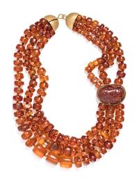 ANGELA PINTALDI, MULTISTRAND AMBER BEAD NECKLACE