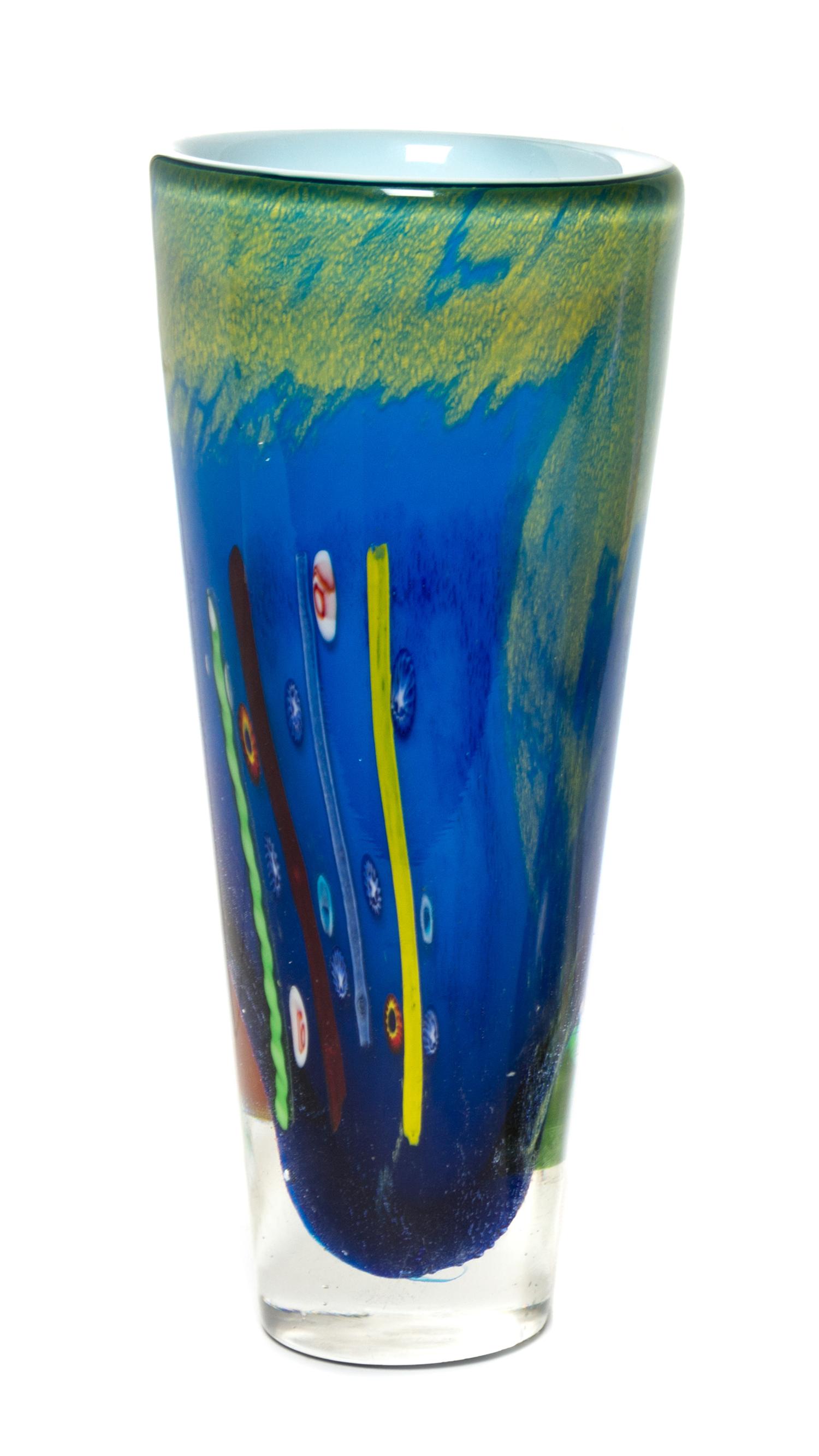 A Contemporary Studio Art Glass Vase Height 11 5/8 inches.
