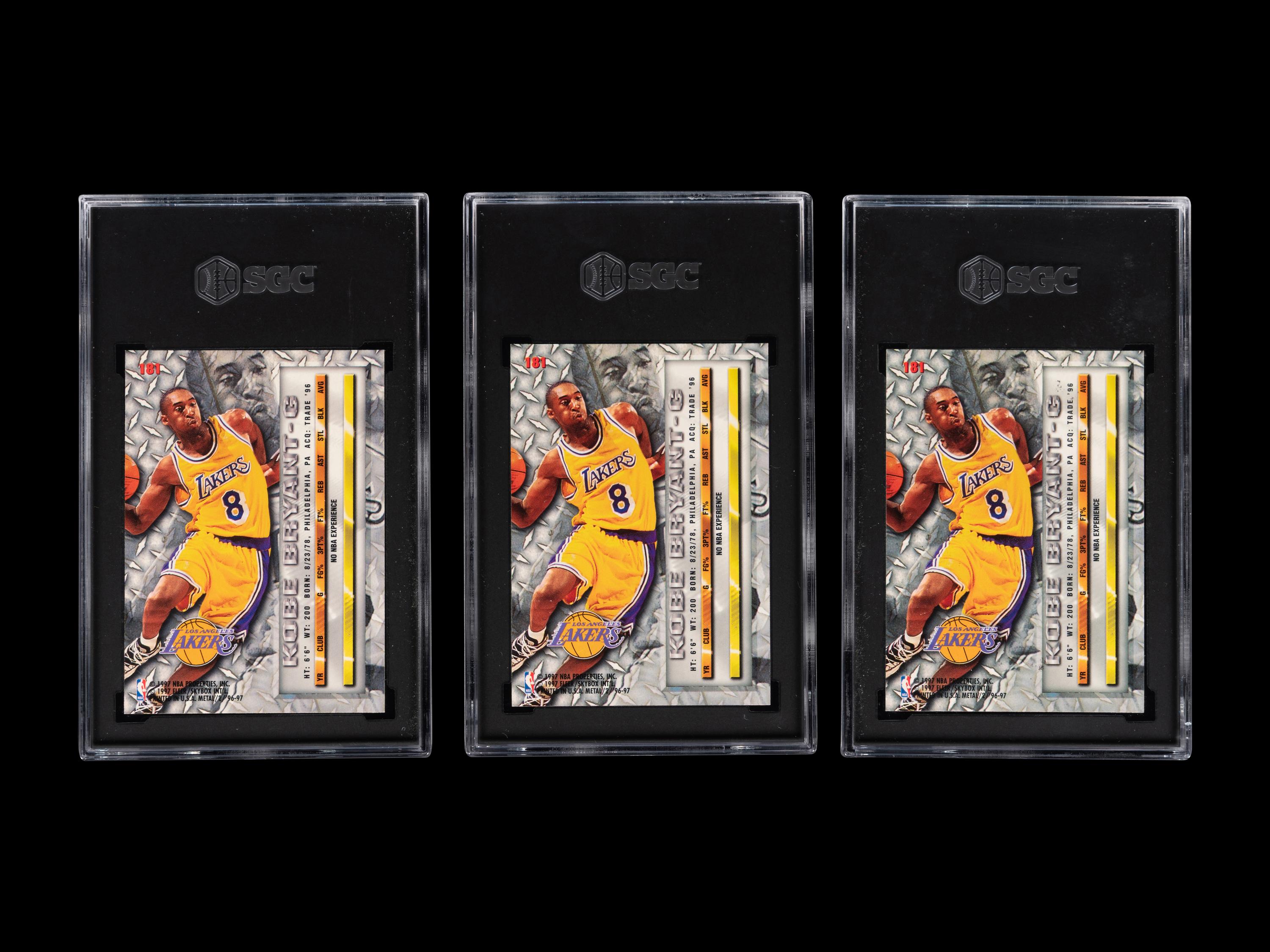 A Group of Three 1996-97 Fleer Metal Kobe Bryant Rookie Basketball Cards No. 181