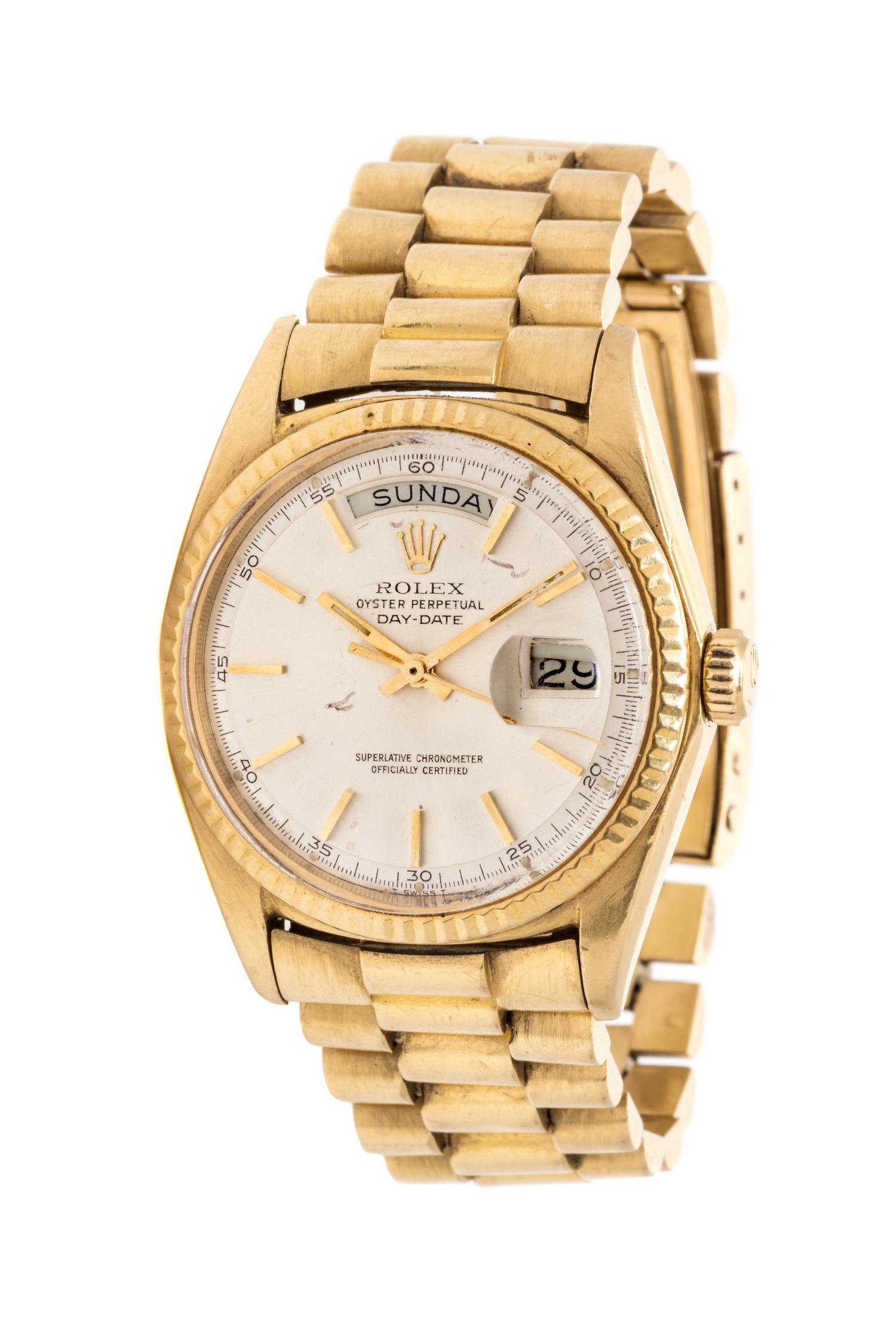 An 18 Karat Yellow Gold Ref. 1803 Oyster Perpetual Day-Date 'President' Wristwatch, Rolex, Circa 1971,