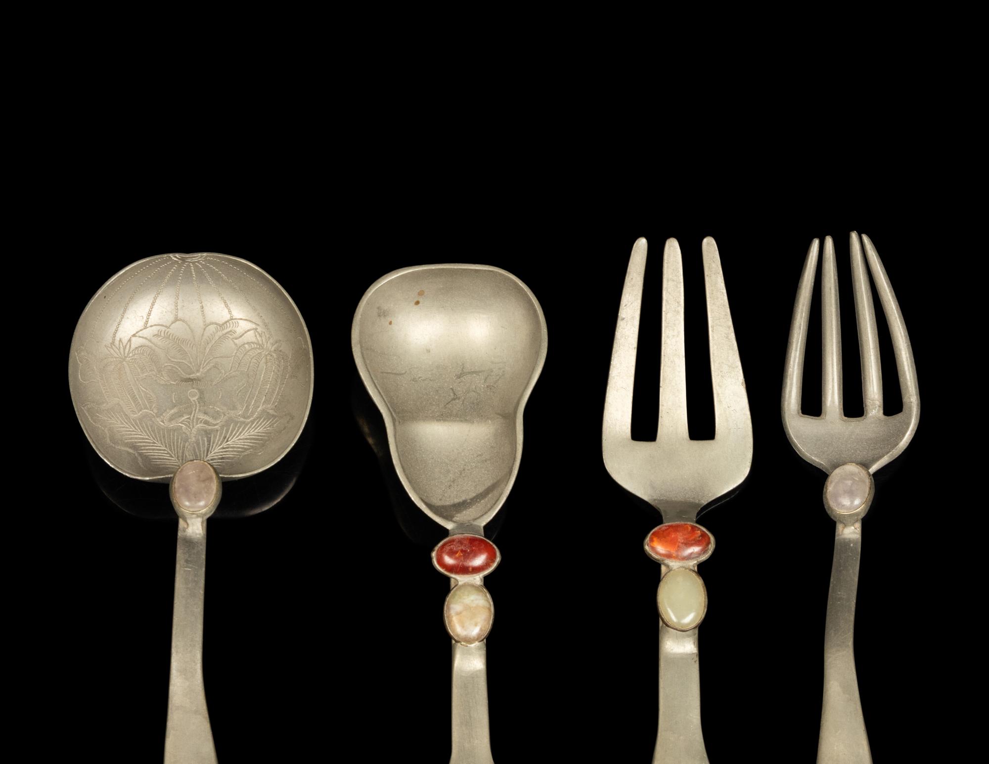 Six Chinese Pewter Articles