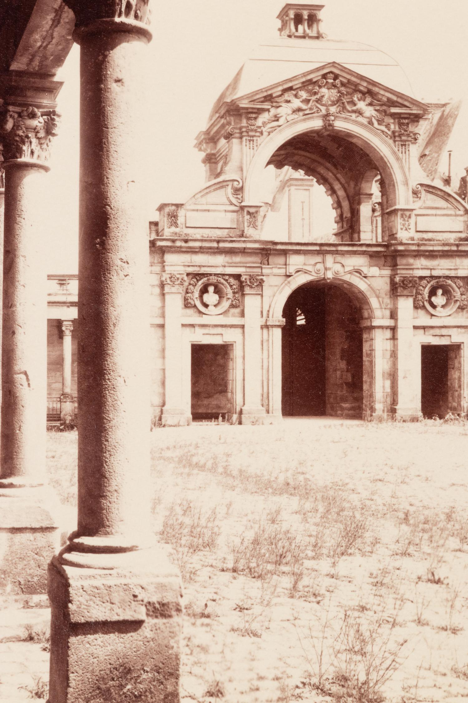 A group of three photographs ( Vigne, 1910 or earlier; Porte, avenue de Paris (Versailles) , 1922; Fontainebleau, cour ovale , 1903)