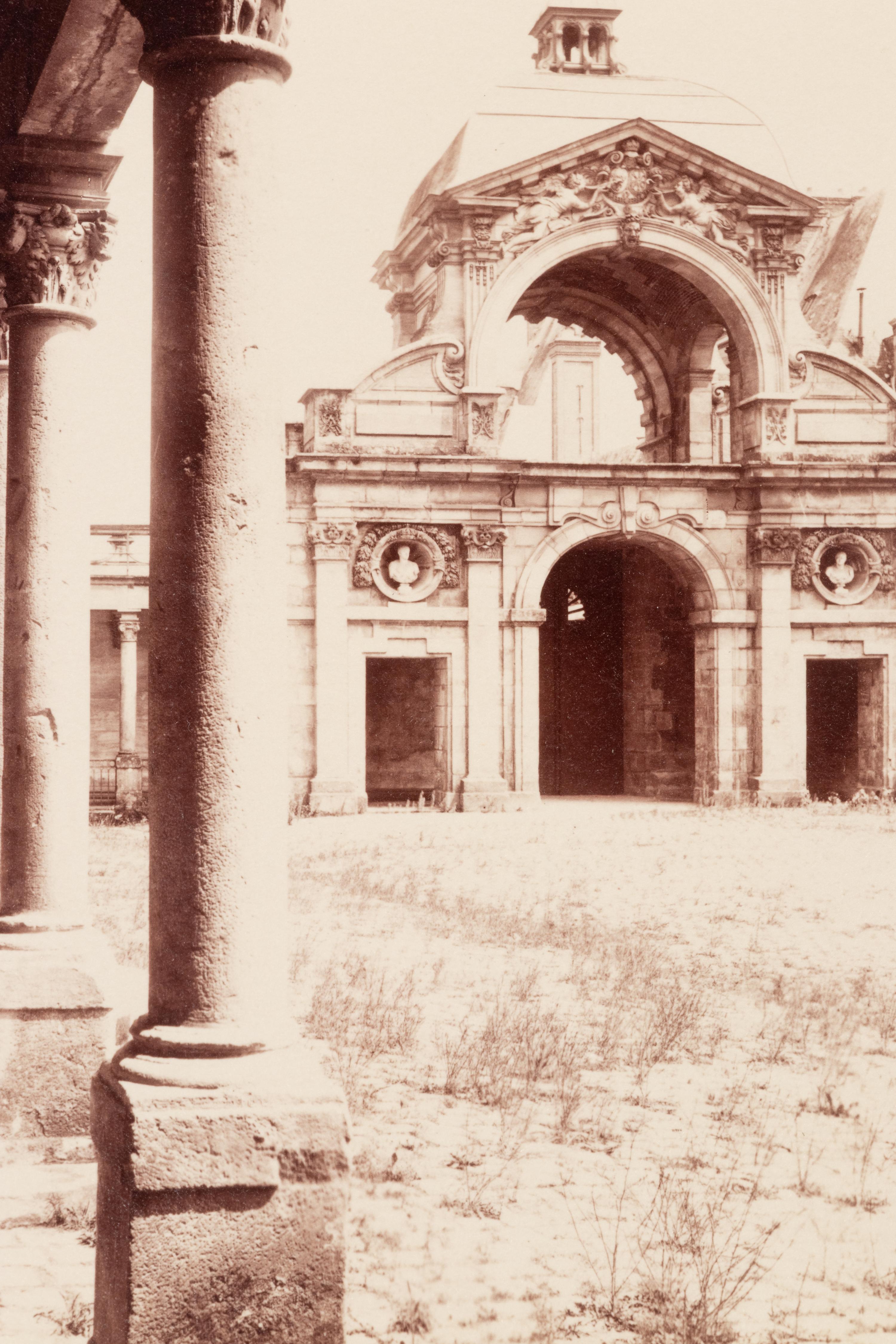A group of three photographs ( Vigne, 1910 or earlier; Porte, avenue de Paris (Versailles) , 1922; Fontainebleau, cour ovale , 1903)