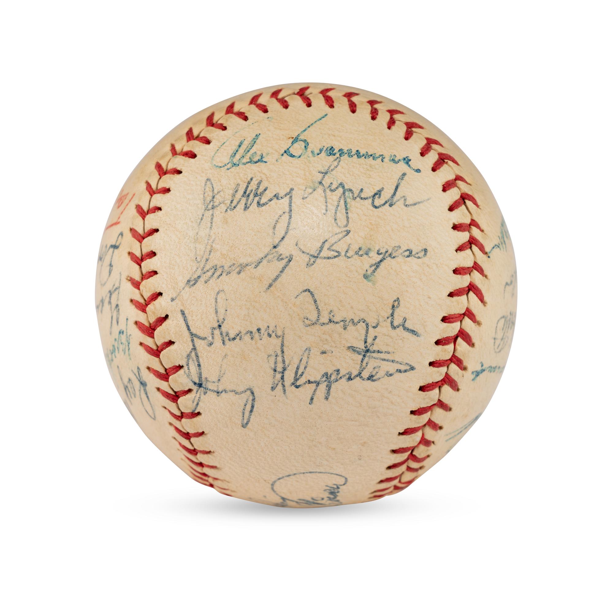 A 1957 Cincinnati Reds Team Signed Autograph Baseball Including Early Career Frank Robinson Signature