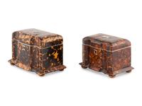 Two Regency Tortoise Shell Tea Caddies
