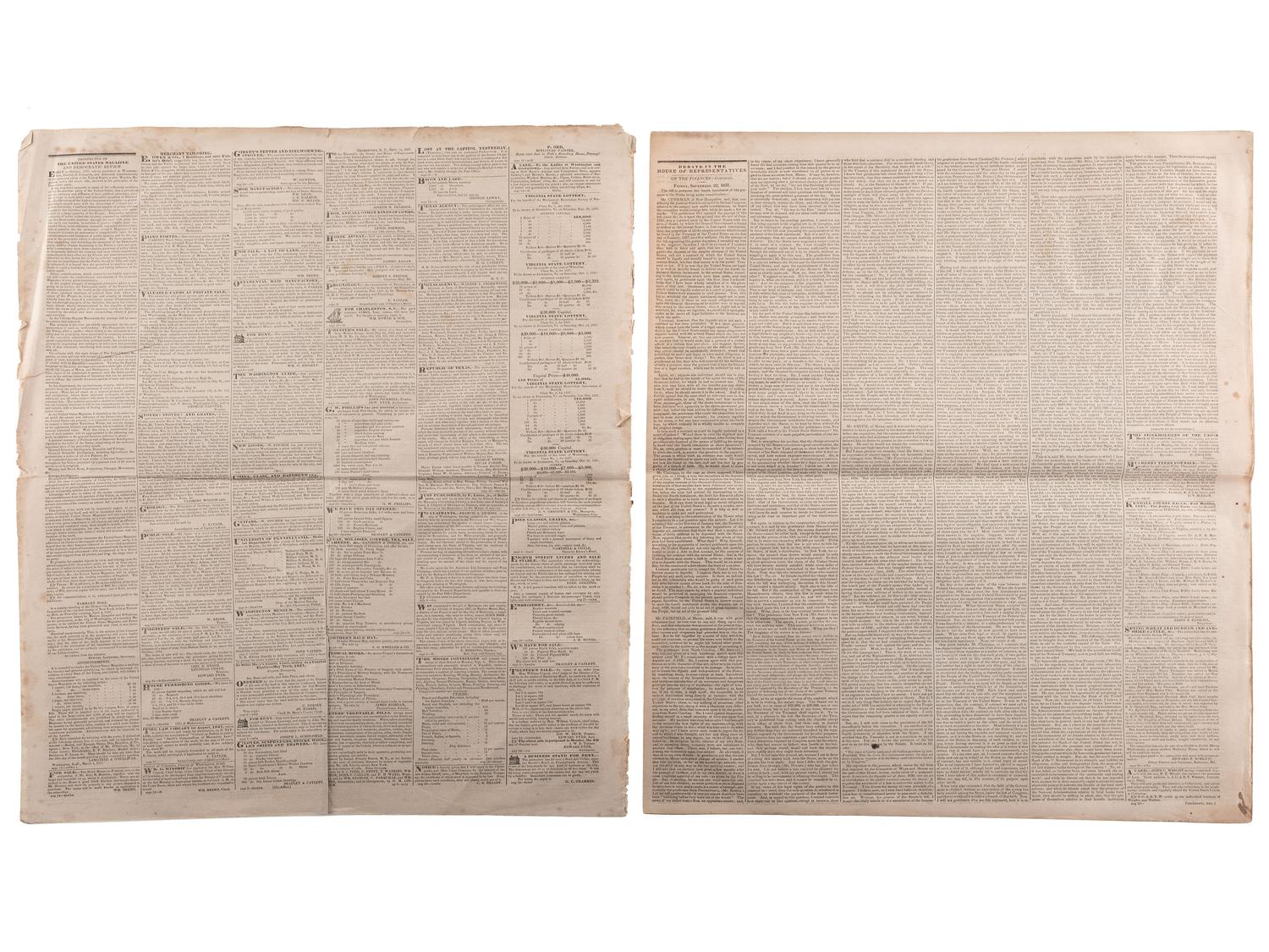 [SLAVERY & ABOLITION]. Advertisements for the return of freedom seekers published in 7 issues of The National Intelligencer . Washington, DC: 1831-1858.