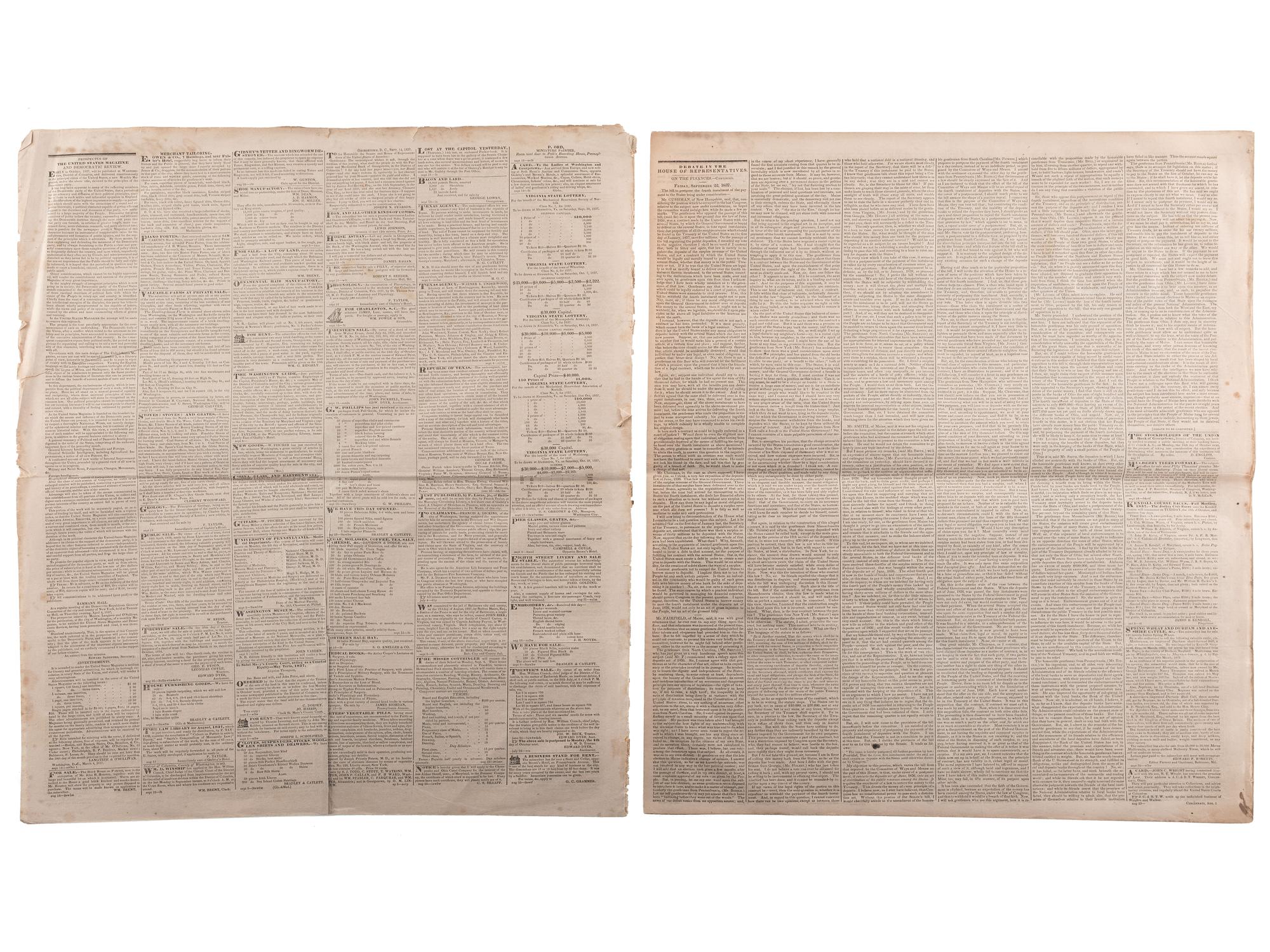 [SLAVERY & ABOLITION]. Advertisements for the return of freedom seekers published in 7 issues of The National Intelligencer . Washington, DC: 1831-1858.