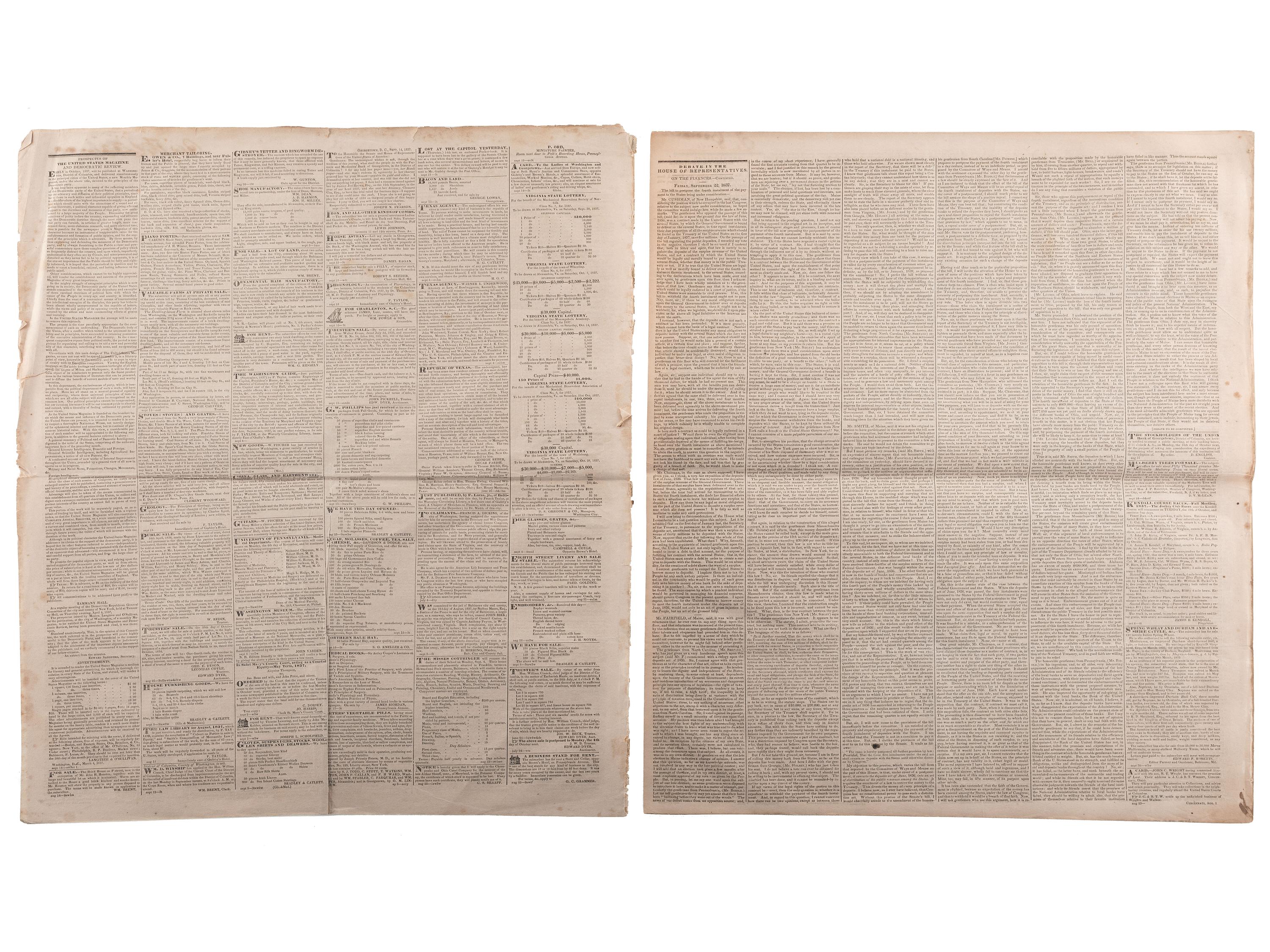 [SLAVERY & ABOLITION]. Advertisements for the return of freedom seekers published in 7 issues of The National Intelligencer . Washington, DC: 1831-1858.