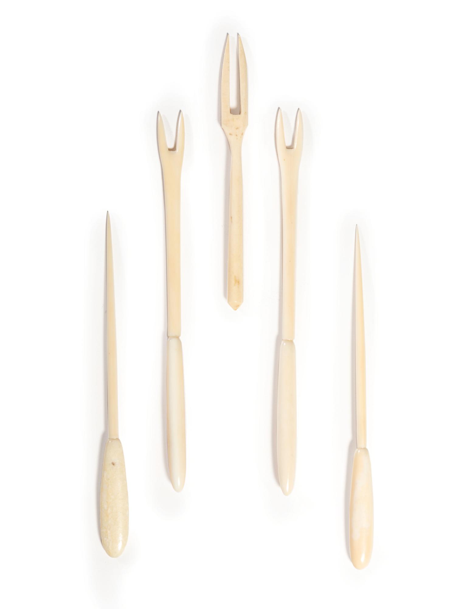 Alaskan Native Carved Pickle Forks and Toothpicks