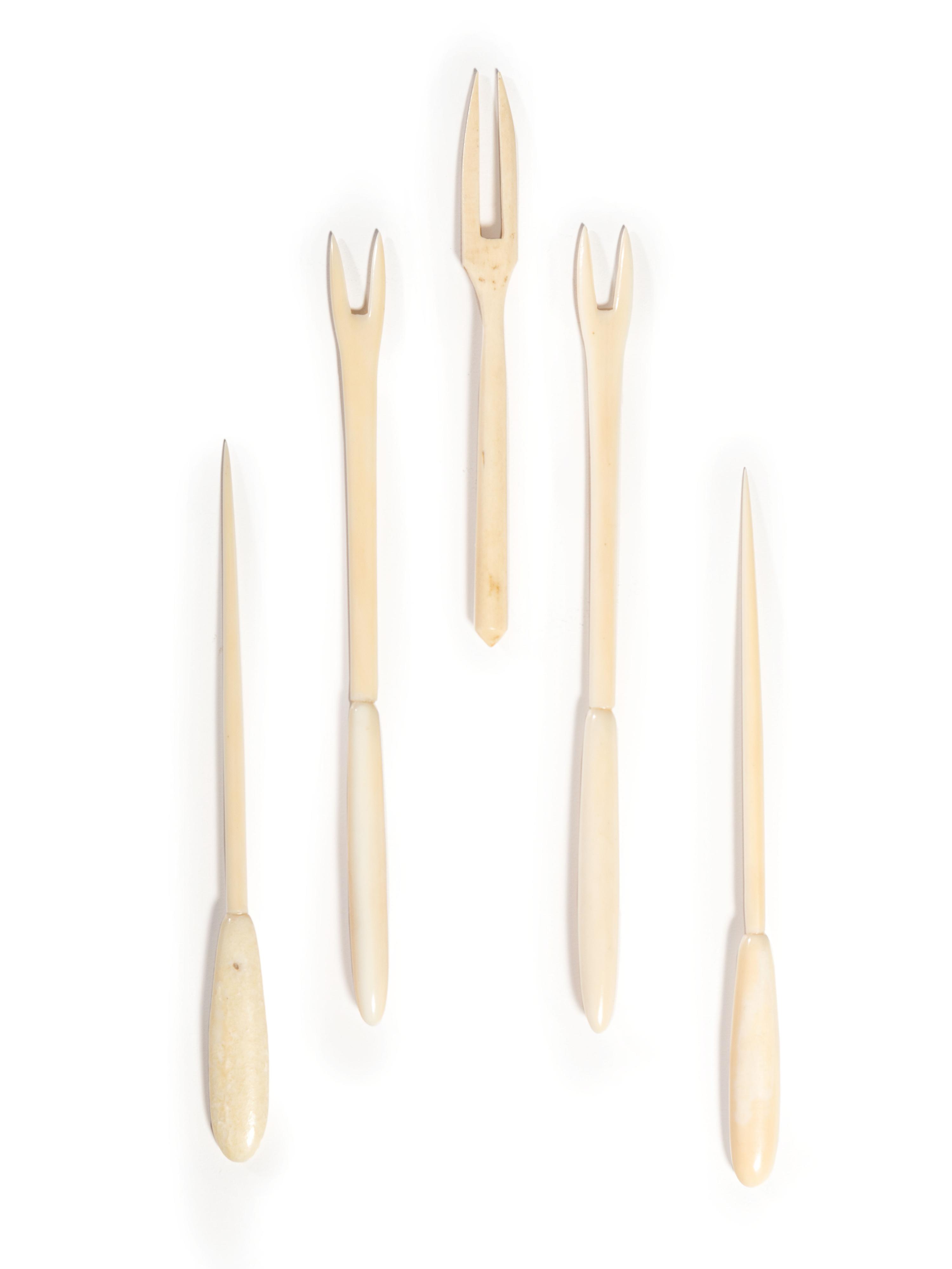 Alaskan Native Carved Pickle Forks and Toothpicks