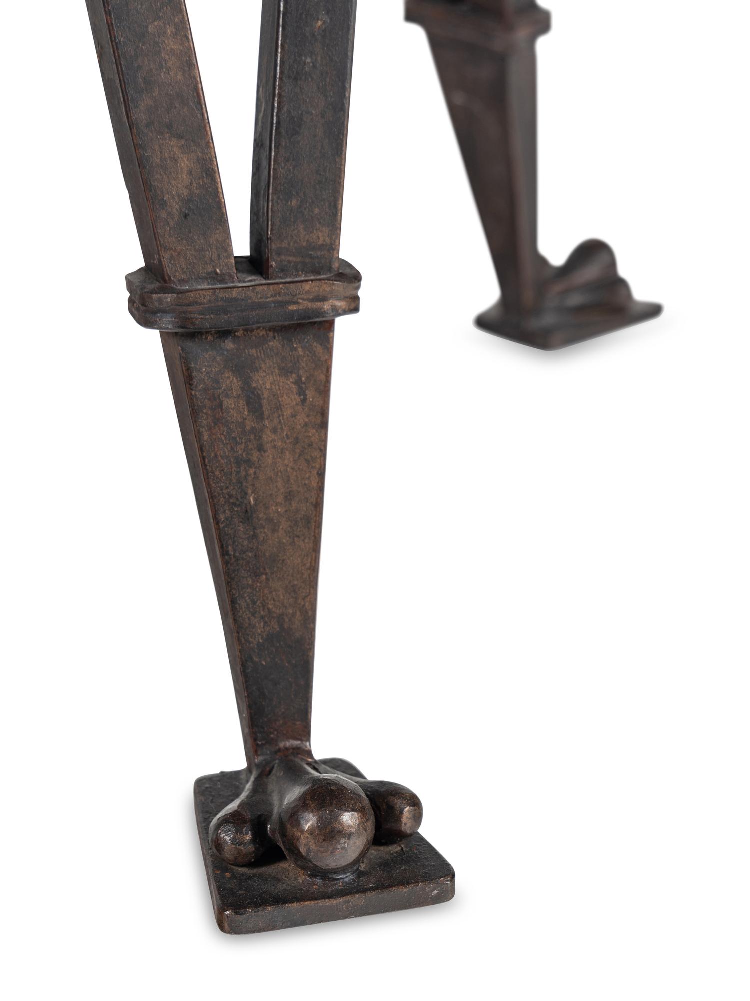An Oak and Cast Iron Center Table