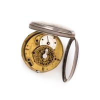SILVER AND GILT-METAL OPEN FACE POCKET WATCH