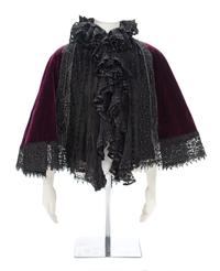 A Worth Purple Velvet and Jet Cape, 1890s No size label