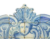 A Portuguese Blue and White Glazed Tile Pelmet
