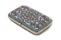 A Russian Enameled Silver Cigarette Case, Mark possibly of Ivan Gubkin, Moscow, the case decorated with floral and foliate enameling, t