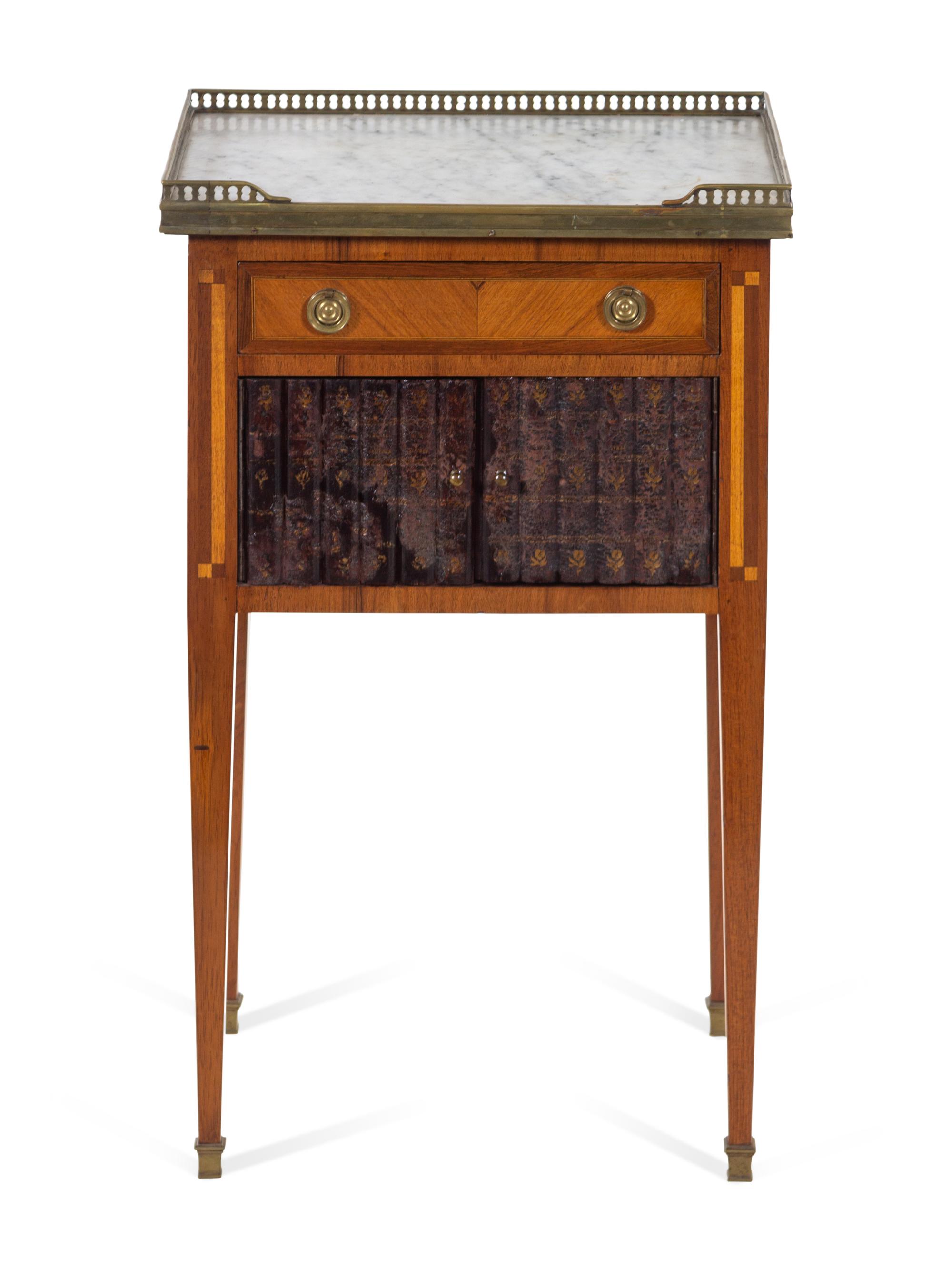 A Louis XV Style Marble-Top Mahogany Side Table