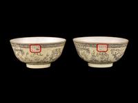 A Pair of Chinese Grisaille Enameled Porcelain Bowls
