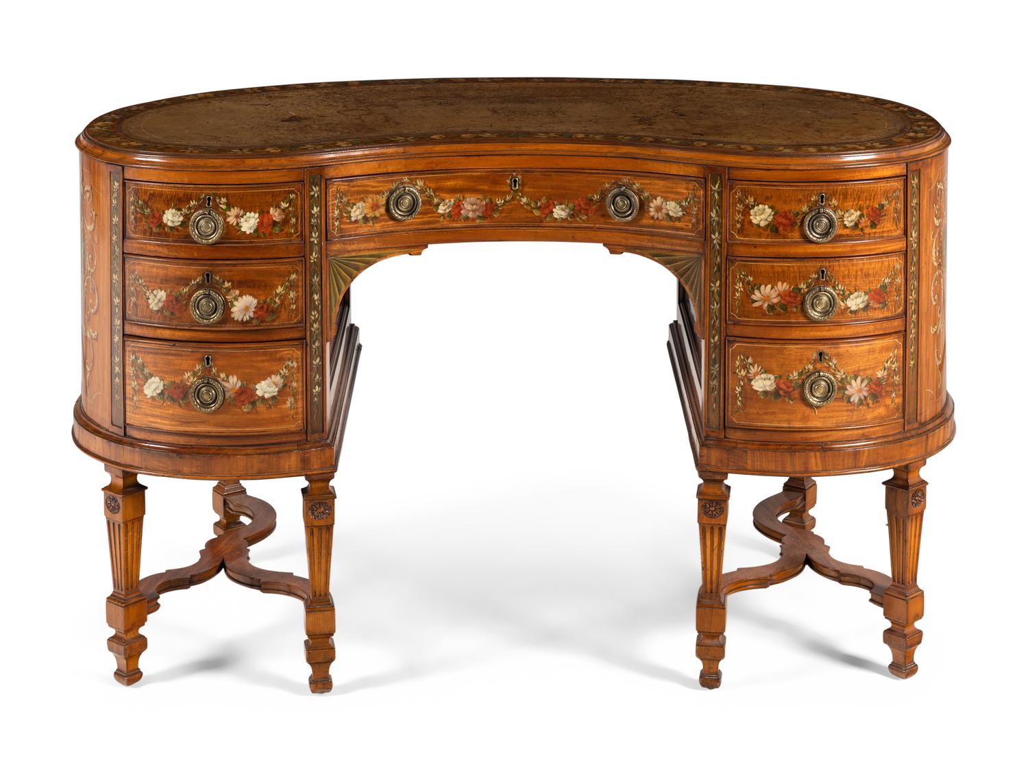 An Edwardian Painted Satinwood Desk
