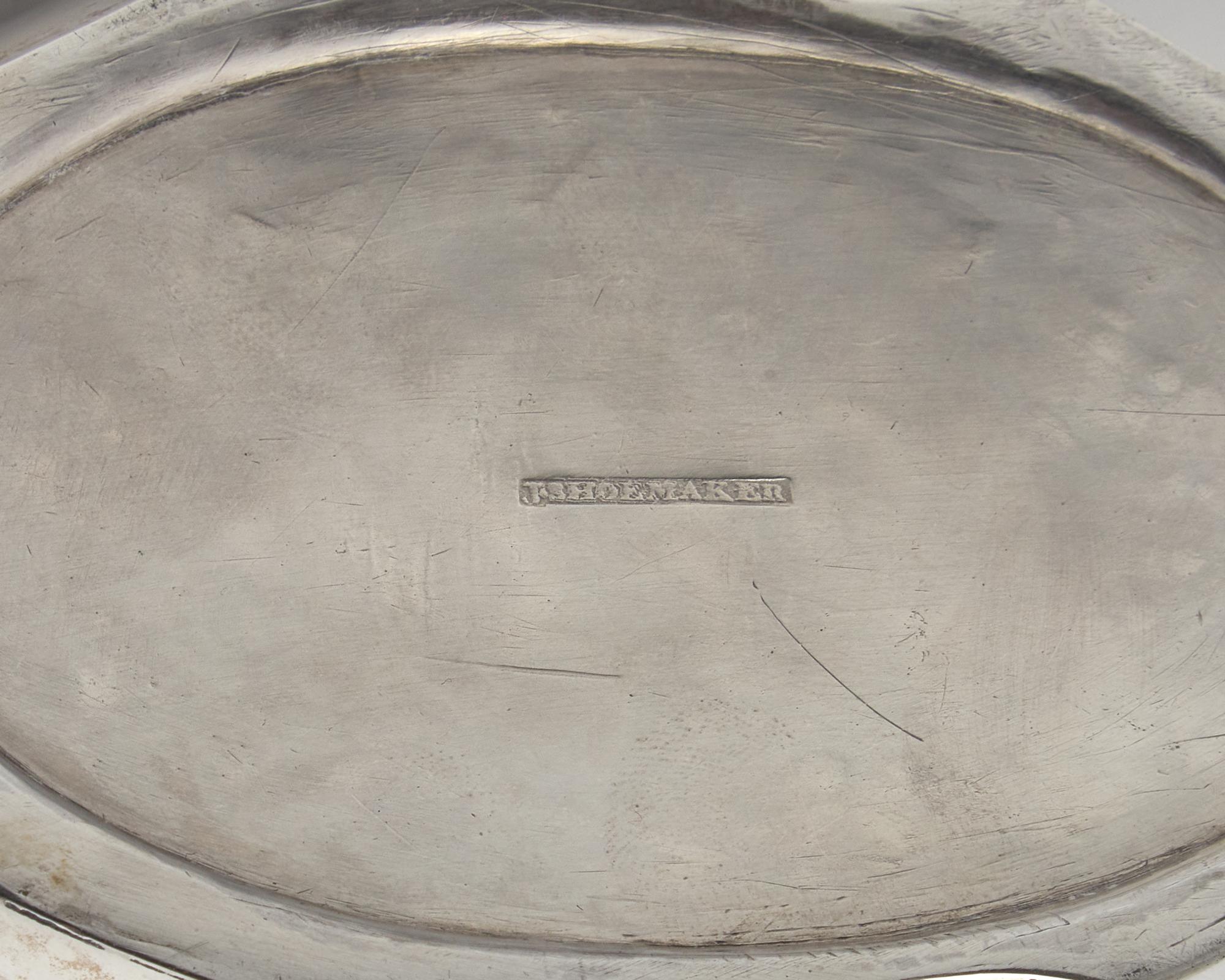A Federal Silver Teapot and Covered Sugar Dish, Joseph Shoemaker (1765-1829) and Joseph Lownes (1758-1820), Philadelphia, PA, Circa 1800-1810