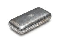 A Russian Niello Silver Cigarette Case, Maker's Mark Cyrillic P.Ch, Assay of Aleksandr Smirnov, Moscow, 1866, the patterned niello deco