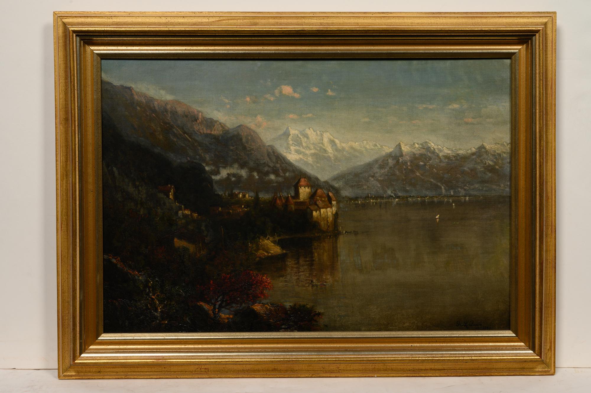 Morning, View of the Chillon Castle, Switzerland, the Alps in the Distance , c. 1882-83