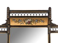 A Victorian Ebonized, Polychrome Painted and Parcel Gilt Overmantel Mirror