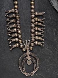 Early Navajo Ingot and Turquoise Squash Blossom Necklace, Collected by Hoffman Birney (1891-1958)