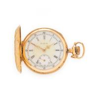 ELGIN, TRICOLOR GOLD HUNTER CASE POCKET WATCH
