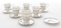 A Set of Six American Silver Demitasse Cups Diameter of saucer 3 1/2 inches.