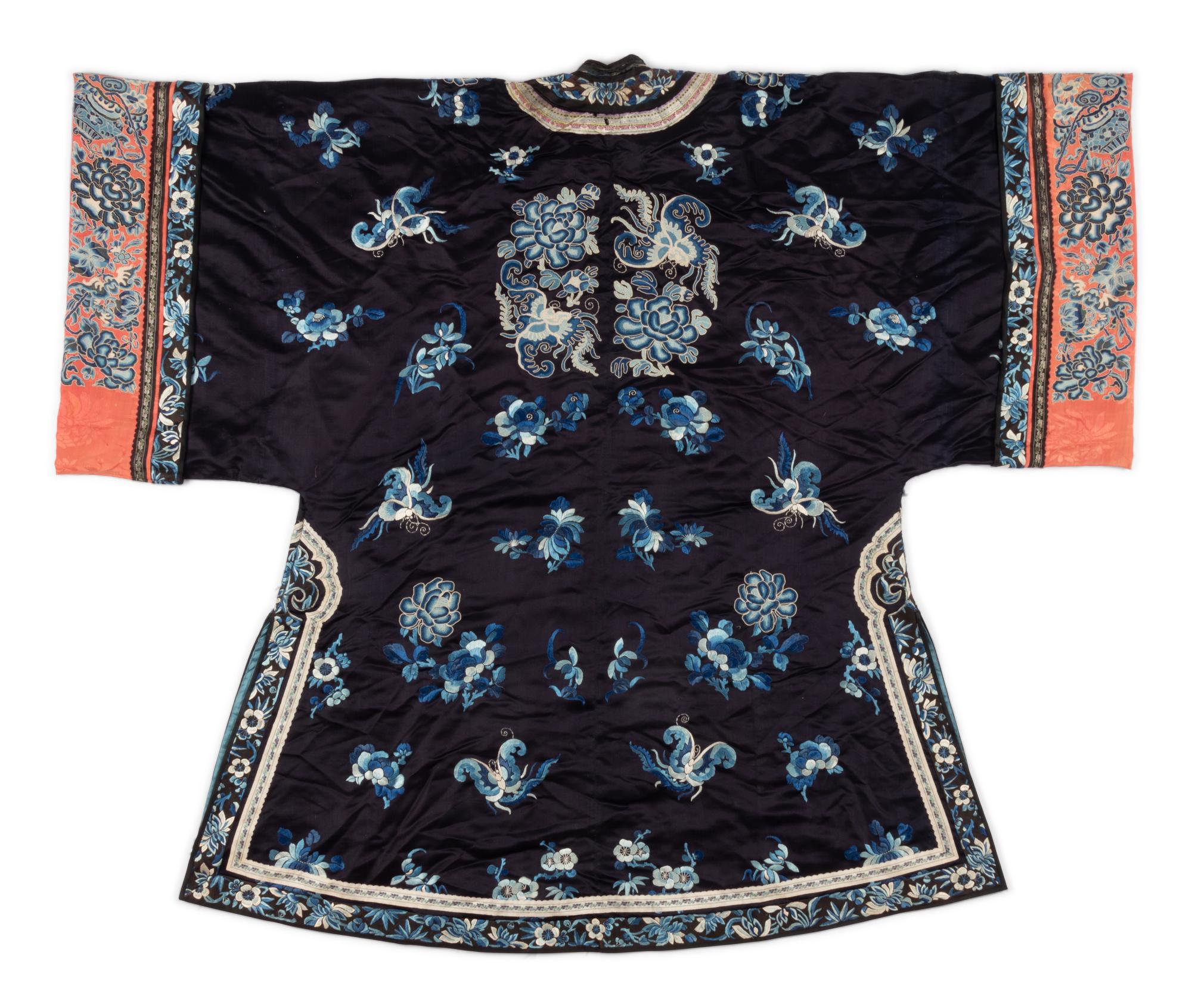 Two 'Sanlan' Black Ground Embroidered Silk Lady's Coats