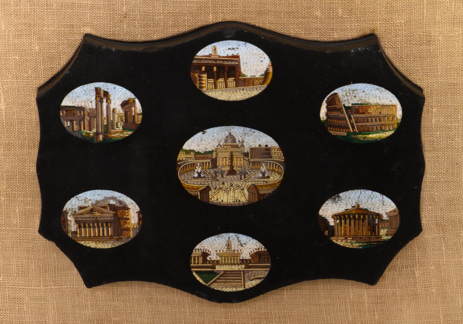 An Italian Micromosaic Panel, LIKELY 19TH CENTURY, Largest diameter 2 inches. — LIKELY 19TH CENTURY,