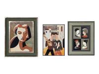 Three Italian Modernist Pietra Dura Pictorial Plaques