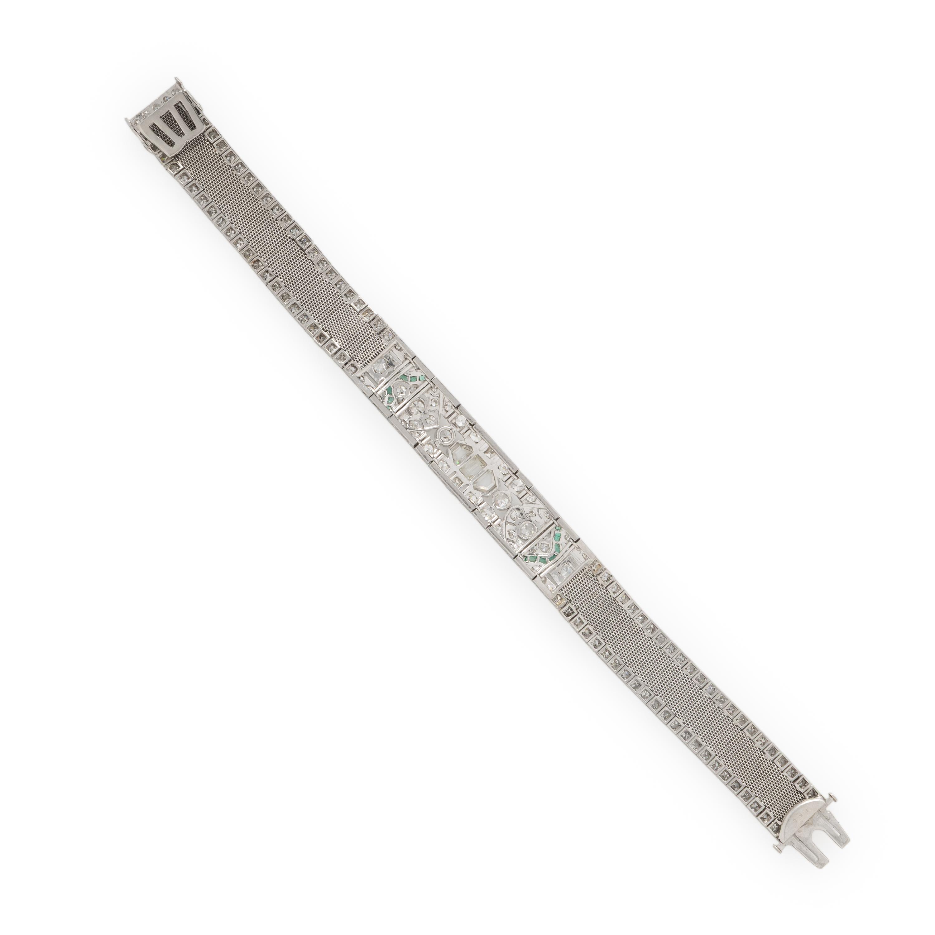 Art Deco, Diamond, Emerald, and Platinum Bracelet