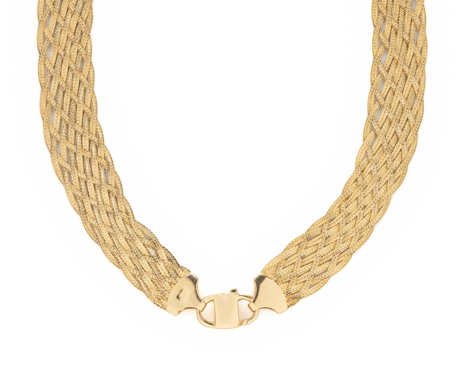 YELLOW GOLD BRAIDED NECKLACE