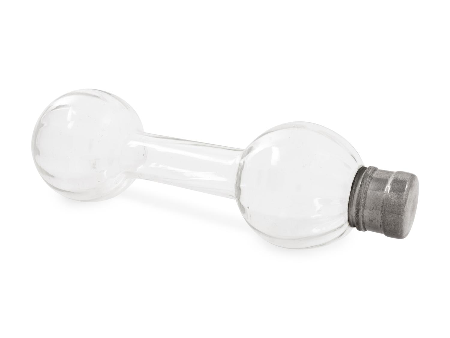 A Silver-Plate Mounted Glass 'Dumbbell' Cocktail Shaker