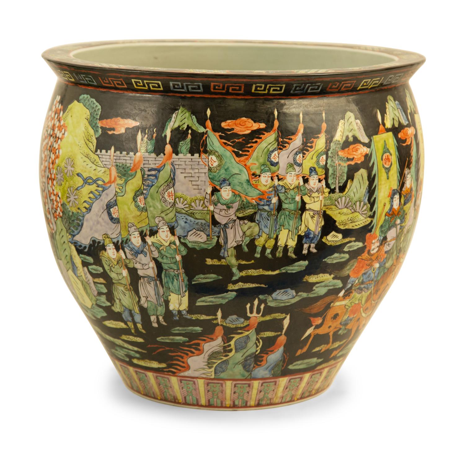 A Chinese Famille Noir Porcelain Jardinière