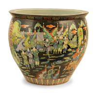 A Chinese Famille Noir Porcelain Jardinière