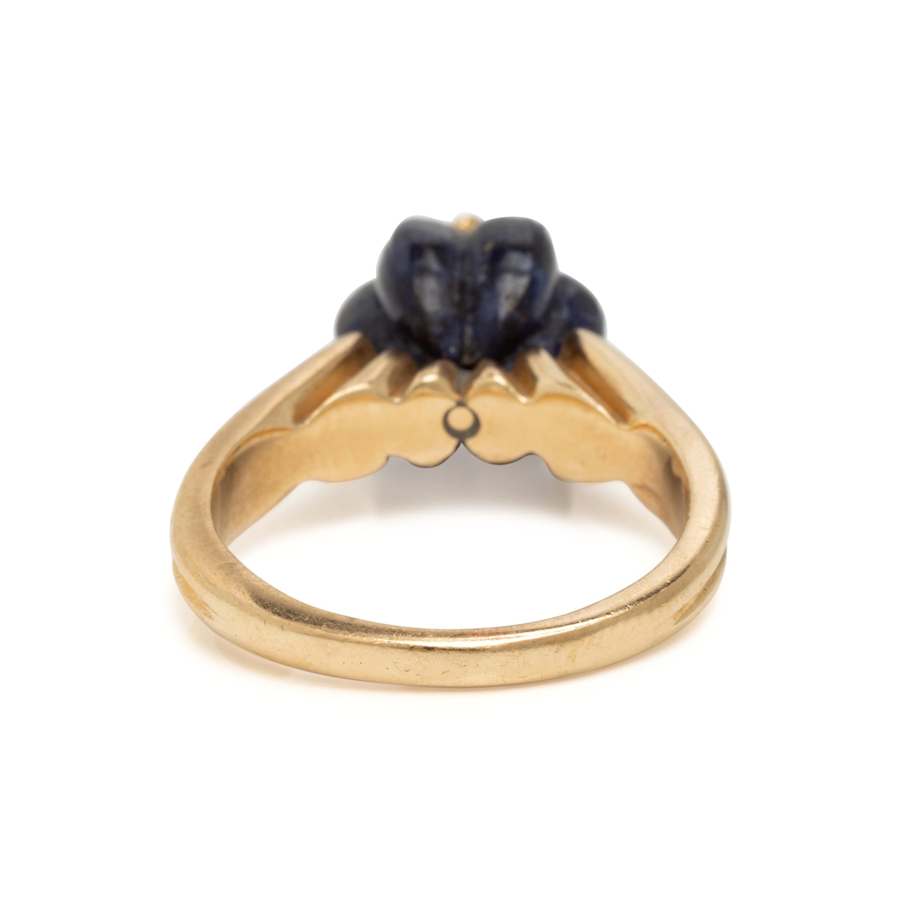 Collection of Carved Gemstone and Yellow Gold Stacking Rings