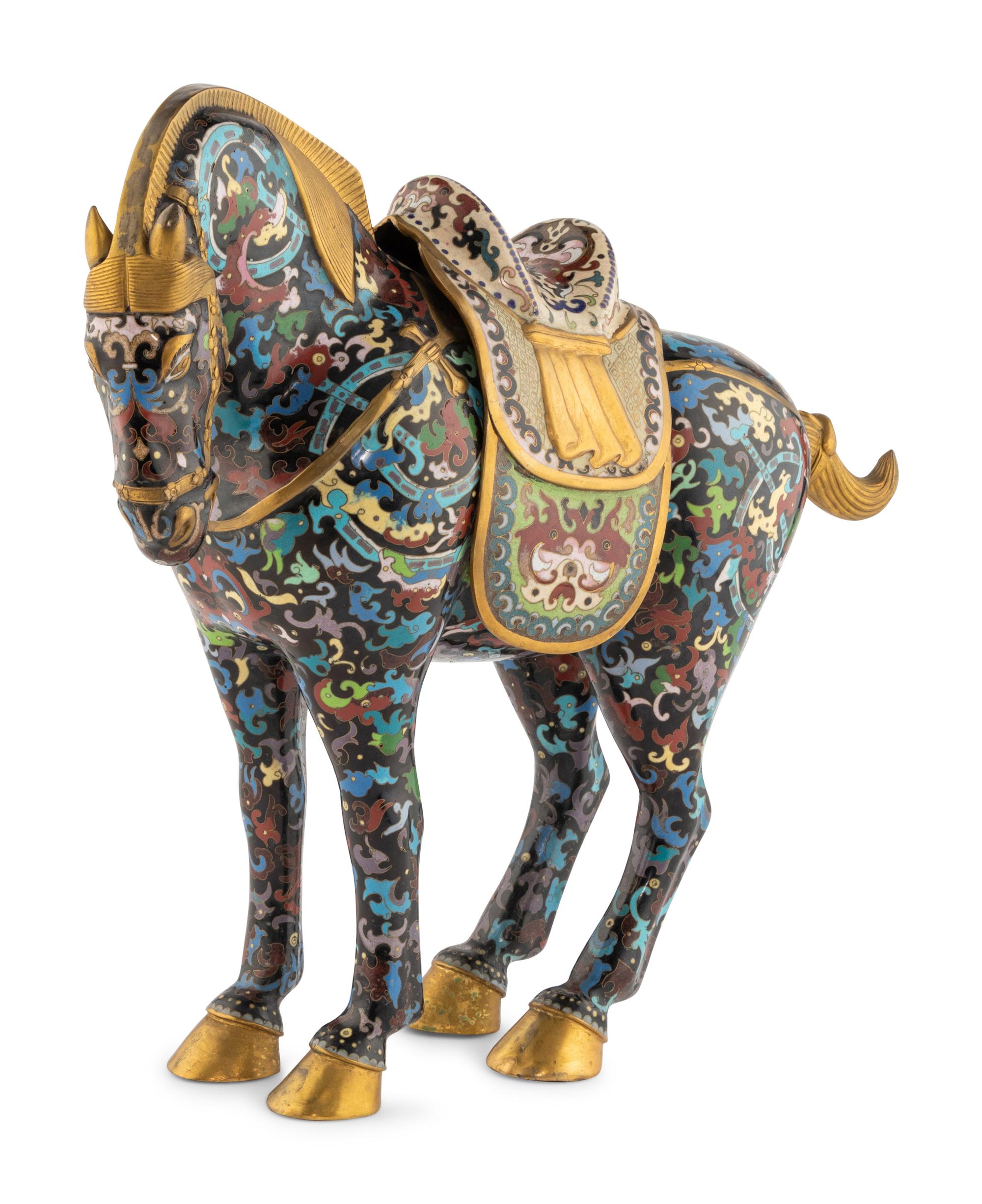 A Chinese Cloisonné Model of a Horse