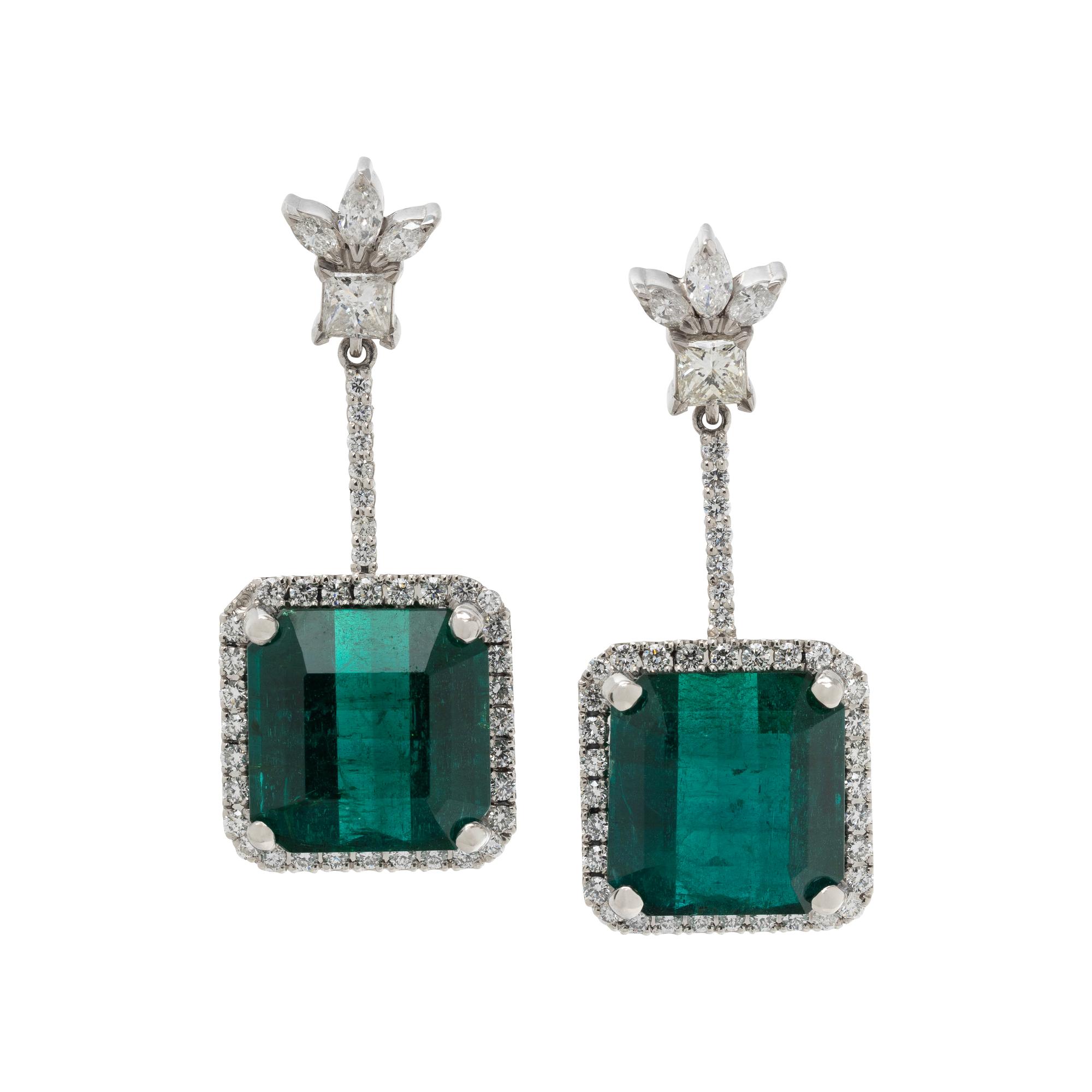 EMERALD AND DIAMOND EARRINGS